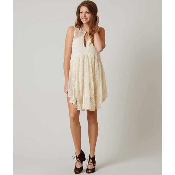 ✨FREE PEOPLE Don't You Dare Sz Medium Dress in Neutral Combo✨ - Picture 5 of 15